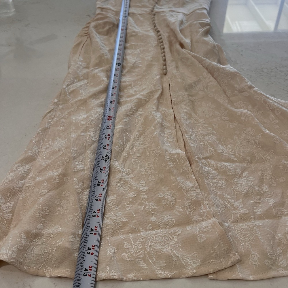 MOTF Texture Jaquard Floral Button Split Hem Wedding Bridal Dress Fit Flare 4 - Picture 7 of 8
